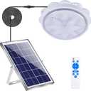 MEIHONG Solar Ceiling Light, Porch Ceiling Light with Remote, Dimmable Solar Shed Lights with Timer, Gazebo Lights with Dusk to Dawn Sensor/Timer/3 Color (White)