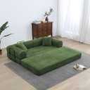 Convertible Sleeper Sofa Bed with Storage Pillow, Corduroy Futon Couch with Sturdy Frame for Small Spaces, Guest Bed, for Home Furniture, Apartment, Living Room, Bedroom (Olive Green)