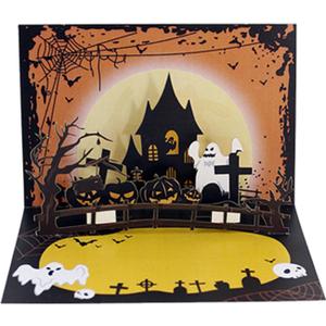 3D Pop up Halloween Greeting Card, Spook Pumpkin Halloween Postcard, Pumpkin Bat Greeting Card for Daughter, Son, Family, Friends (Ghosts, Bats, Haunted Houses, Spider Webs)