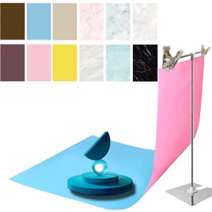 6PCS 12Patterns Double-Sided Photography Background Paper with Stand, Waterproof Reusable 34x23in Morandi Marbles Photo Tabletop Backdrops for Food Jewelry Cosmetics Makeup (Coffee Blue Pink)