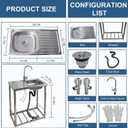 Freestanding Stainless Steel Utility Sink with Faucet and Hose Hook Up