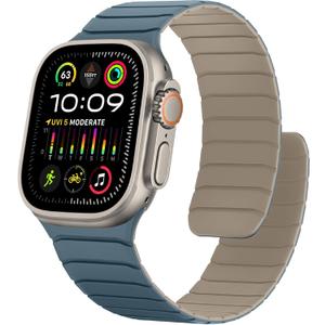Magnetic Silicone Bands Compatible with Apple Watch 49mm 46mm 45mm 44mm 42mm, Sport Wristband for Men Women Compatible with iWatch Ultra3 2 1 SE Series 11 10 9 8 7 6 5 4 3, Dune-Cloud Blue