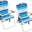 Tommy Bahama Hi-Boy 17" Seat Height 4-Position Lace-Up Suspension Folding Beach Backpack Chair (Logo Stripe)