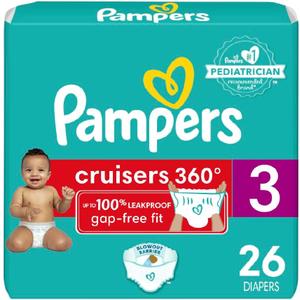 Pampers Cruisers 360 Diapers - Size 3, 26 Count, Pull-On Disposable Baby Diapers, Gap-Free Fit