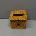 Hordely Facial Clean Skin Club Face Towels Holder for Bathroom, Plastic Rattan Disposable Face Towel Holder, Farmhouse Style for 50 XL Face Towels Box Basket with Lid, Light Brown