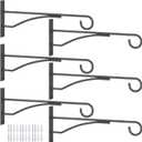 Eyrosa 8" Plant Hangers 6 Pack, Hanging Plant Bracket for Wall Fence Porch Outdoor Indoor, Metal Plant Hooks for Basket, Flower, Planter, Feeder, Lantern, Wind Chime (Black)