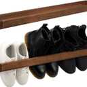 Wenqik 2 Pcs Wall Mounted Shoe Rack 30 Inch Rustic Wood Wall Hanging Shoe Rack Space Saving Footwear Holder Shoe Storage Organizer for Mudroom, Entryway, Closet (Burnt Wood)