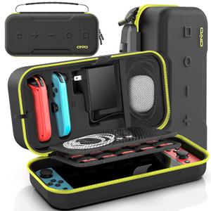 OIVO Switch OLED Carrying Case Compatible with Nintendo Switch & OLED, Portable Switch Travel Carry Case Fit for Joy-Con and Adapter, Hard Shell Protective Switch Pouch Bag with 20 Games, Yellow