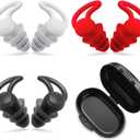 3 Pairs Ear Plugs for Sleeping Noise Reduction Silicone Sleep Earplugs Reusable Hearing Protection Sound Blocking Earplugs for Sleep Snoring Swimming Musician Construction (Black, Grey and Red)