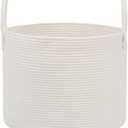 115L Extra Large Blanket Basket for Living Room - Woven Cotton Rope Laundry Hamper with Reinforced Handles - Storage Bin for Pillows, Comforters & Toys - Machine Washable,White