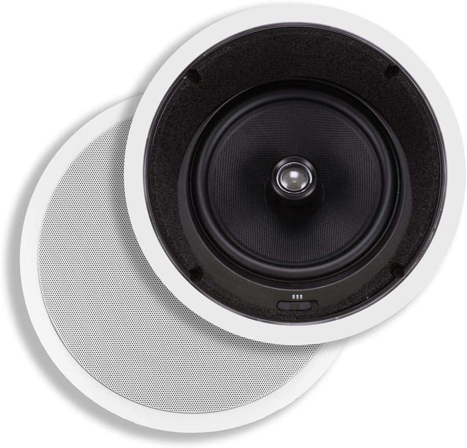 Monoprice 2-Way Aramid Fiber in-Ceiling Speakers - 8 Inch (Pair) Titanium Silk Dome Tweeters - Caliber Series