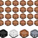shouwuhho 24 Pack Furniture Risers Adjustable Bed Risers Heavy Duty Lifts Height 1", Square Stackable Bed Risers 1, 2 or 3 Inch for Desk Leg Table Couch Sofa Chair Bed Frame Legs Dorm, Brown