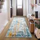 2x6 Rug Runners for Hallways Kitchen Runner Rug Non Slip Washable Blue Long Runner Rugs with Rubber Backing Soft Abstract Carpet Runner for Hallways, Kitchen, Bedroom, Bathroom, Entryway