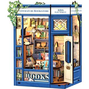 CUTEBEE Book Nook Kit - DIY Miniature House Dollhouse Kit for Adults and Teens, Booknook Tiny House Bookshelf Decor 3D Wooden Puzzle, Gifts for Family, Friends (Literature Bookstore)