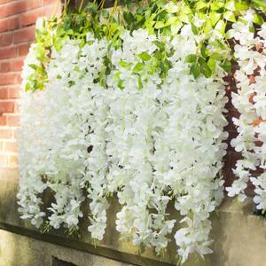 WOODZONE Artificial Hanging Flowers(White 6 stems approximately 42")