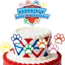6 x 7pcs Dog Paw Cake Toppers, Adorable Colorful Puppy Paw Cupcake Toppers with Sticks Cartoon Dog Birthday Cupcake Decor for Boy Girl Birthday Dessert Decorations