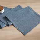 ZeeMart Burlap Style Farmhouse Table Runners 36 Inches Long, Blue Rustic Woven Dining Table Runner for Everyday Use, 14x36 Inches, Blue