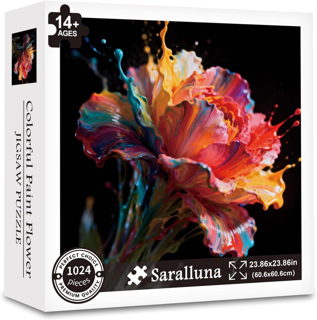 Puzzle for Adults 1024 Pieces,Colorful Paint Flower JigsawPuzzle, Challening Impossible Difficult Hard Fun 1024 Pieces Jigsaw Puzzles for Adults