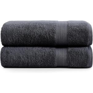 LANE LINEN 100% Cotton Bath Sheets Set of 2 (35"x66") - Ring Spun Cotton Extra Large Bath Towels Sets - Quick Dry, Soft & Absorbent Oversized Towel Sets- Pre Shrunk, Fade Resistant - Black Towels