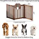 3-Panel Solid Wood Dog Gate - Freestanding Folding Pet Gate for Doorways, Stairs, Indoor, 24" Height, No Installation Needed, Walnut