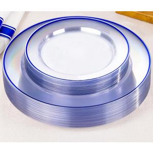 SUT 36 Pcs Black and Gold Plastic Dinnerware Set, Include: 18 Dinner Plates, 18 Dessert Plates, 25 Pre Rolled Napkins With Silverware Disposable Plates for Party