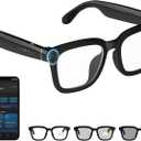 Smart Glasses with Camera, 8MP HD Camera Glasses, 1200P Video Recording Glasses With AI Assistant, Real-Time 139-Language Translation, Color-Change Lenses, Bluetooth Eyeglasses for Indoor Outdoor Use