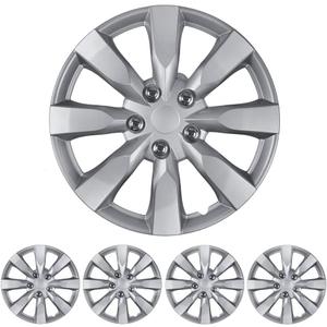 BDK (4-Pack) Premium 16" Wheel Rim Cover Hubcaps OEM Style Replacement Snap On Car Truck SUV Hub Cap - 16 Inch Set, Abs,Steel, Acrylonitrile Butadiene Styrene (16 Inches)