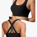 Sports Bras for Women, Criss Cross Back Medium Support Bras for Large Bust, Strappy Yoga Workout Bra with Pads, Small