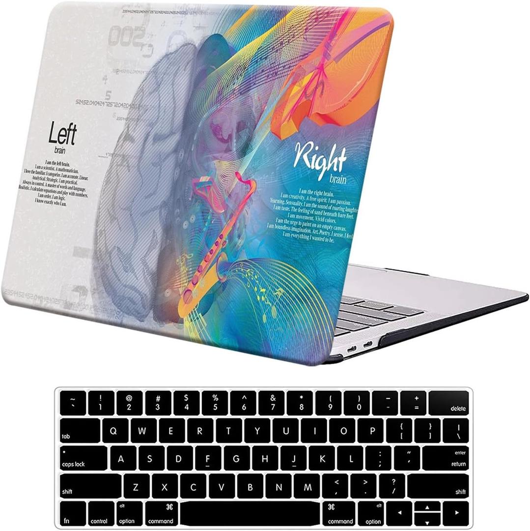 KEROM Compatible with MacBook Air 13 inch Case 2022 2021 2020 2019 2018 Release M1 A2337 A2179 A1932 Retina Display Touch ID, Plastic Hard Shell Case & Keyboard Cover, Left Right Brain
