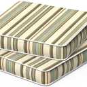 TWLEAR Patio Chair Cushions 19 x 19 x 3 Inch, Outdoor Cushions for Patio Furniture, Water Repellent Outdoor Seat Cushions with Straps Garden Sofa Couch Pads, Set of 2,Stripe Onyx