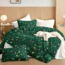 Christmas Duvet Cover Twin - Green Christmas Bedding with Xmas Tree, Snowflake, Gingerbread Prints Breathable & Fade Resistant, Easy Care, Includes 1 Duvet Cover & 1 Pillowcase