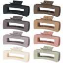 CHANDAT 4.1 Inch Large Hair Clips 8 Pcs Square Claw Clips for Thick Hair Big Hair Claw Clips Acrylic Banana Jaw Clips Hair Accessories for Women and Girls -Regular