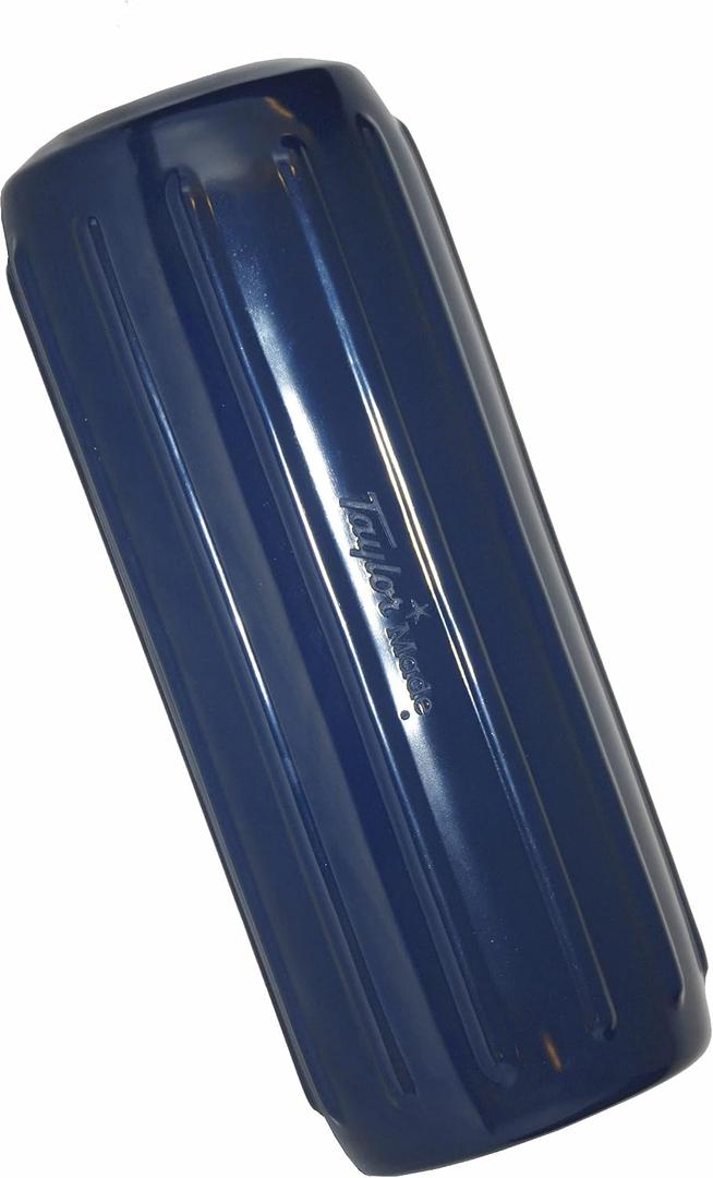 Taylor Made Big B Inflatable Boat Fender, Captain's Navy (6" x 15") End-to-End Line Passage Fits 5/8" Rope, Hangs Horizontally or Vertically, Ribbed, Needle Valve, Marine-Grade Vinyl - 571025
