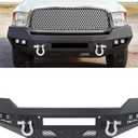 Front Bumper Compatible with 2013-2023 Dodge Ram 1500 Classic 2WD 4WD W/4 x LED Lights + 2 x D-rings Steel Powder Coated Black (2 Packages)