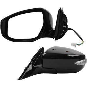 Dasbecan Left Driver Side Door Mirror Compatible with Nissan Altima 2013-2018 Heated with Turn Signal Indicator Power Glass Manual Folding Replaces 963743TH1A Black 6Pins