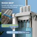 JOYMOOP Mop and Bucket Set Hands-Free Flat Floor Mop for Household and Commercial Use, with 3 Washable Microfiber Pads, Wet and Dry Cleaning System, Ideal for Home and Office Floors