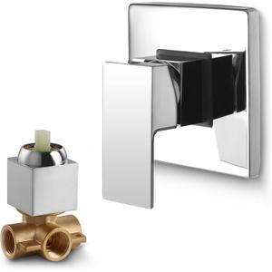 SKOWLL Shower Valve Kit Wall Mount Shower Mixing Valve Kit Brass Body Rough-In Valve Trim Kit, Polished Chrome Single Handle Control Valves Kit