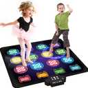 Dance Mat Toys for Kids: LED Light-Up 12-Button Dance Pad with Adjustable Volume, Built-in Music, 1-Player & 2-Player Mode, 8 Challenge Modes and 3 Speed Level, Xmas Gifts for Kids Age 3-12