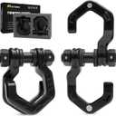 D Ring Shackles, 3/4" Separate Shackles with 7/8" Pin, Heavy Duty Recovery Shackle 57320lbs Break Strength, 4x4 Off-Road Recovery Towing Winch Shackles for Trucks, Black Black 2-Pack