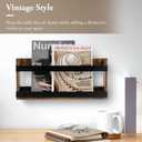 MyGift Rustic Burnt Solid Wood and Industrial Matte Black Metal Magazine Display Rack, Wall Mountable Double Wide Book Holder or Standing Organizer
