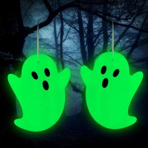 WinnerWhy 2 Pcs Halloween Ghost Glow in The Dark Decorations Spooky Ghost Hanging Decor for Halloween Outdoor Window Wall Door Garden Lawn Patio Stage Prop Yard Hanging Supplies