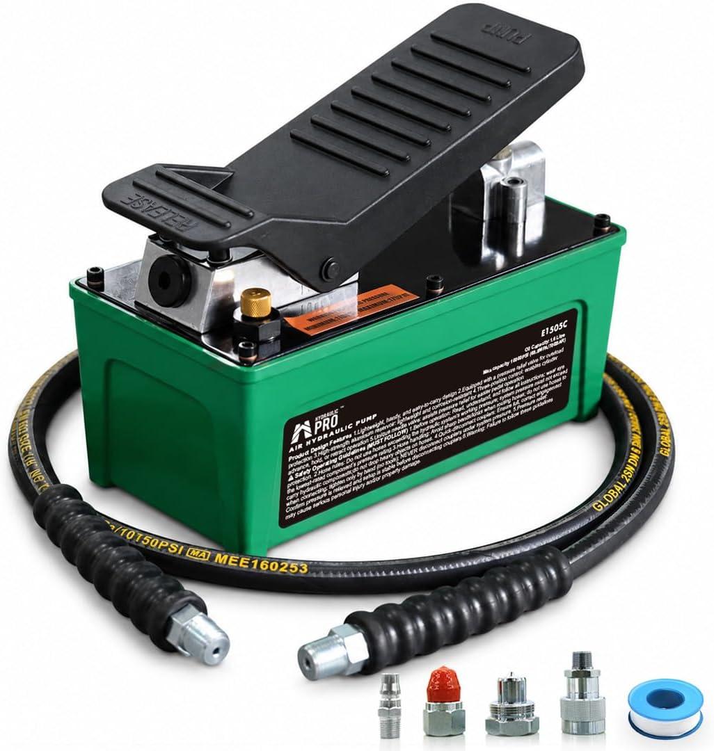 Air Hydraulic Pump with 6.6 ft Oil Hose, 10,000 PSI Foot Pedal Pump
