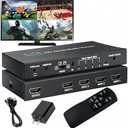 4K HDMI Multiviewer 4X1 with IR Remote SIGRAPID Screen Divider 4 HDMI in 1 Out Seamless Switch 1 4 Way Display Supports 4K@60Hz(YUV)/4K@30Hz(RGB)/1080P Full HD HDCP1.4 5 View Modes 1×1 2×2 1＋3