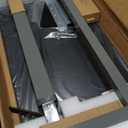 Vaunn Medical Pneumatic Adjustable Overbed Bedside Table with Wheels (Hospital and Home Use) (Black)