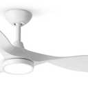 Roomratv Ceiling Fans with Lights,Large Airflow 52inch Modern Ceiling Fan with Quite Reversible DC Motor 3 Color Temperature LED Light (White)