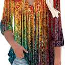 Womens Long Sleeve Tunic Tops Floral Fall Blouse Shirts, Size S