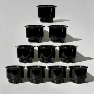 10 PCS Boat Cup Holder Insert, Plastic Cup Holder for Boat, Marine Drink Holder Replacement with Drain for Marine Boats, Deck, Car, RV, Camper (Black)
