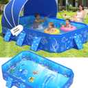 2026 Kiddie Pool with Canopy,Baby Swimming Pool for Toddler,Non-Inflatable Portable Pool for Kids,Foldable Toddler Pool with Shade,Kiddie Pool for Backyard,Pop Up Baby Beach Pool 53''4033''