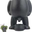 Ceramic Funny Body Plant Pot, Penis Planter,Novelty Peeing Plant Pot with Drainage,Piss Pot, Stylish Planter for Indoor/Outdoor Succulent Plants, Gift for Father Friends and Family, 5.4 inches, Black