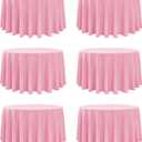 6-Pack Pink Round Tablecloths, 120 Inches, Stain-Resistant Polyester for 5-6 Ft Round Tables - Washable Table Covers for Weddings, Banquets, Birthday Parties, Events